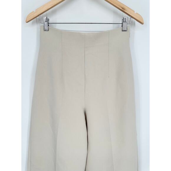 ZARA Super High Waist Wide Leg Pants Cropped Ankle Trouser Culottes, Cream - Picture 3 of 8